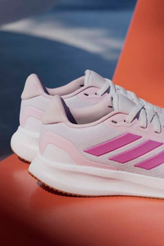 Scarpe running bianche e rosa in mesh con suola Cloudfoam Adidas Runfalcon 5 J