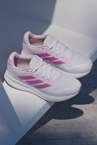 Scarpe running bianche e rosa in mesh con suola Cloudfoam Adidas Runfalcon 5 J