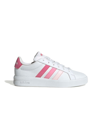 Weiße Sneakers mit rosa Streifen aus synthetischem Material Adidas Grand Court 3.0 J