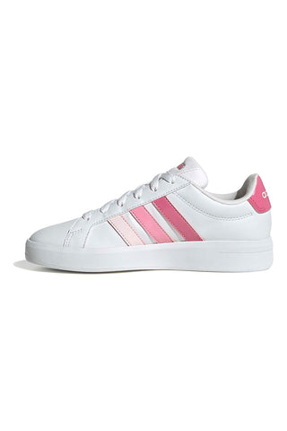 Sneakers bianche con strisce rosa sfumate in materiale sintetico Adidas Grand Court 3.0 J
