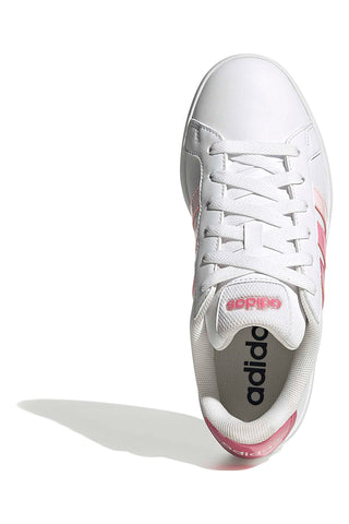 Sneakers bianche con strisce rosa sfumate in materiale sintetico Adidas Grand Court 3.0 J