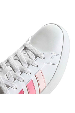 Weiße Sneakers mit rosa Streifen aus synthetischem Material Adidas Grand Court 3.0 J