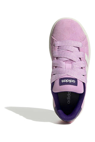 Lila Sneakers aus Wildleder mit weißen Streifen Adidas Grand Court 00s K