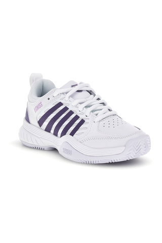 Weiße Tennisschuhe mit lila Einsätzen K-swiss Court Express 2 Clay