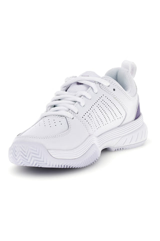 Weiße Tennisschuhe mit lila Einsätzen K-swiss Court Express 2 Clay