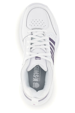 Weiße Tennisschuhe mit lila Einsätzen K-swiss Court Express 2 Clay