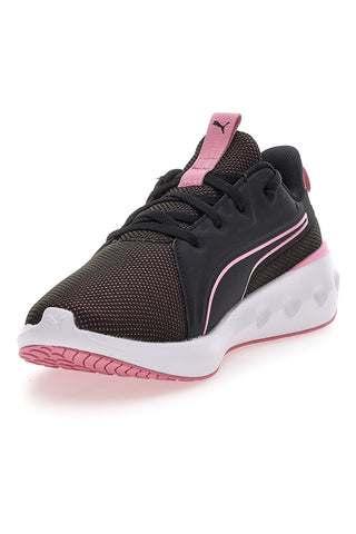 Puma Softride Carson Laufschuhe in Schwarz mit pinkfarbenen Details und gepolsterter Sohle