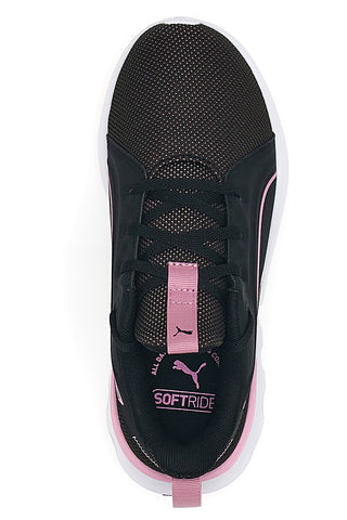 Puma Softride Carson Laufschuhe in Schwarz mit pinkfarbenen Details und gepolsterter Sohle