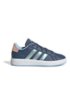 Adidas Grand Court 2 K Blaue Freizeitschuhe mit schillernden Details