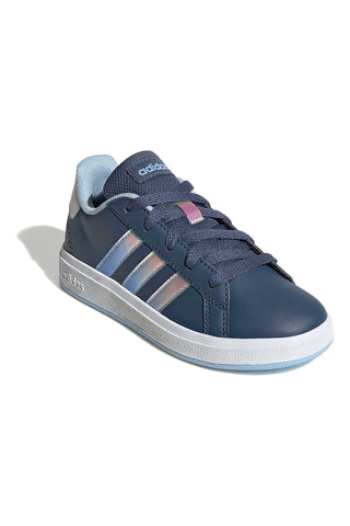 Adidas Grand Court 2 K Blaue Freizeitschuhe mit schillernden Details
