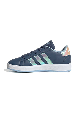 Adidas Grand Court 2 K Blaue Freizeitschuhe mit schillernden Details
