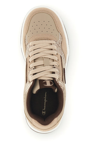 Beigefarbene Sneaker mit Python-Print-Einsätzen Champion RD18 Heritage Snakesnik
