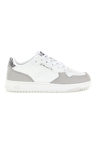 Weiße Sneaker mit grauen Einsätzen und Zebra-Muster Champion RS25 Exotic