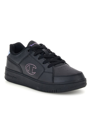 Schwarze Sneaker mit durchbrochenem Logo und mehrfarbiger Ferse Champion RD18 LENTICULAR G GS