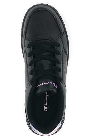 Schwarze Sneaker mit durchbrochenem Logo und mehrfarbiger Ferse Champion RD18 LENTICULAR G GS