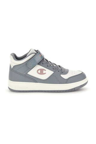 Graue und weiße High-Top-Sneaker mit Klettverschluss Champion RD18 Mid G GS