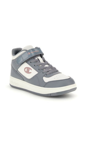 Graue und weiße High-Top-Sneaker mit Klettverschluss Champion RD18 Mid G GS