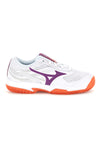 Scarpe da tennis bianche con dettagli viola e arancioni Mizuno Break Shot 5 CC