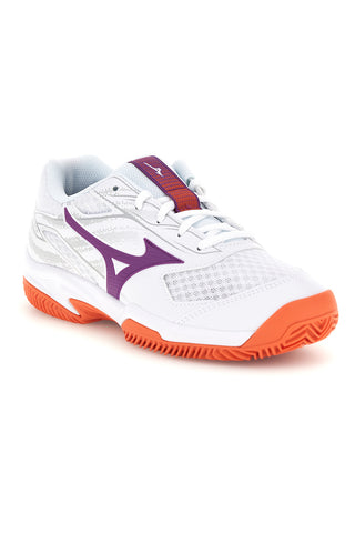Scarpe da tennis bianche con dettagli viola e arancioni Mizuno Break Shot 5 CC