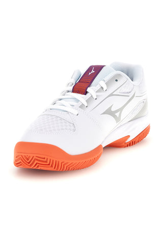 Scarpe da tennis bianche con dettagli viola e arancioni Mizuno Break Shot 5 CC