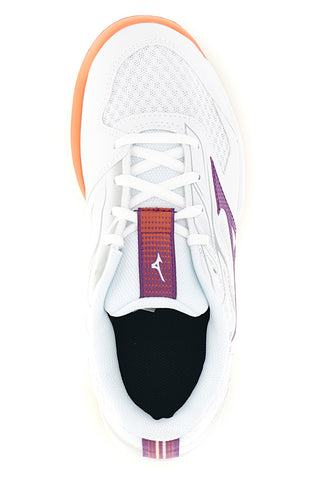 Scarpe da tennis bianche con dettagli viola e arancioni Mizuno Break Shot 5 CC