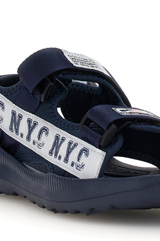 Offside-blaue Sandalen mit Baumwollgürtel