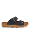 Ciabatte Nere Con Fibbie e Sottopiede in Pelle Inblu 16 Mt