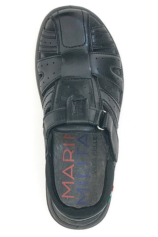 Sandali Fisherman Neri in Pelle Marina Militare 1680