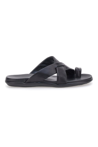 Schwarze Hausschuhe mit Flip-Flops und gekreuzten Bändern Jerpoint 8102