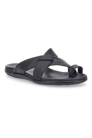 Schwarze Hausschuhe mit Flip-Flops und gekreuzten Bändern Jerpoint 8102