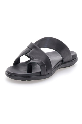 Schwarze Hausschuhe mit Flip-Flops und gekreuzten Bändern Jerpoint 8102