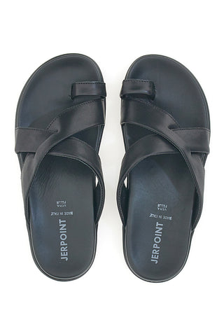 Schwarze Hausschuhe mit Flip-Flops und gekreuzten Bändern Jerpoint 8102