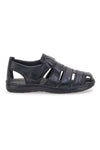 Schwarze halboffene Sandalen mit echtem Lederfußbett Marmaduke 3336