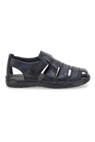Schwarze halboffene Sandalen mit echtem Lederfußbett Marmaduke 3336