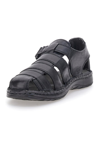 Schwarze halboffene Sandalen mit echtem Lederfußbett Marmaduke 3336