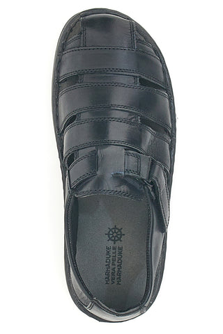 Schwarze halboffene Sandalen mit echtem Lederfußbett Marmaduke 3336
