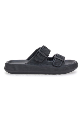 Schwarze klobige Gummipantoffeln Woz 5