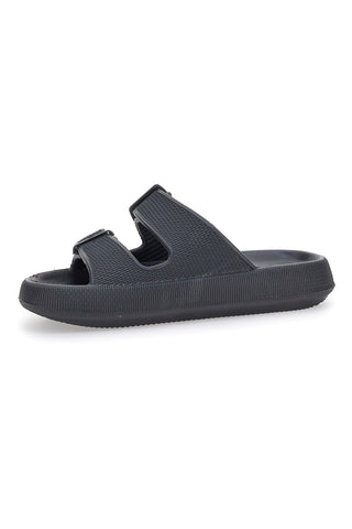 Schwarze klobige Gummipantoffeln Woz 5