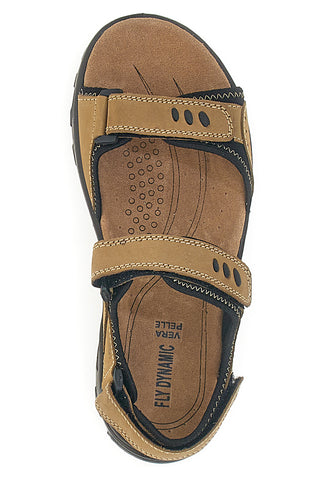 Beigefarbene Sportsandalen aus Fly Dinamic 10-Leder