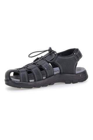 Sandali neri con velcro ed elastico johes land 2208