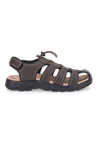 Braune Sandalen mit Klettverschluss und elastischem Johes Land 2208