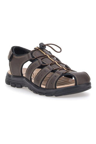 Sandali marroni con velcro ed elastico johes land 2208