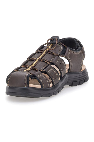 Braune Sandalen mit Klettverschluss und elastischem Johes Land 2208