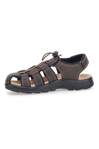 Braune Sandalen mit Klettverschluss und elastischem Johes Land 2208