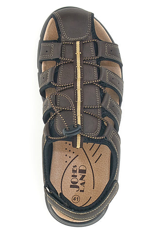 Sandali marroni con velcro ed elastico johes land 2208