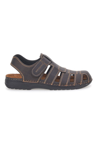 Braune Fischersandalen mit Kontrastnähten INBLU 2235