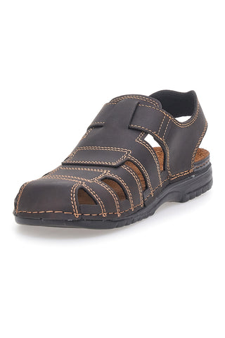 Braune Fischersandalen mit Kontrastnähten INBLU 2235