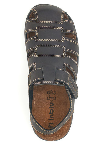 Braune Fischersandalen mit Kontrastnähten INBLU 2235