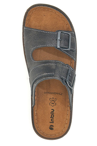 Blaue Hausschuhe mit Doppelschnalle und flexibler Sohle Inblu 16BU