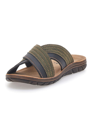 Sandali verdi con fasce incrociate e sottopiede comfort Inblu 03 VT
